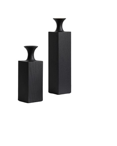 Candelabro de madera negra con logotipo personalizado para decoración del hogar, soporte de vela caliente - Product Image 1