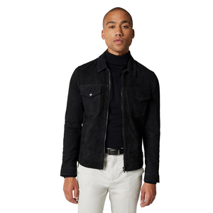 Chaqueta de cuero marrón de último diseño, chaqueta de cuero genuino de ante con cremallera frontal para hombre, chaquetas de invierno - Product Image 2