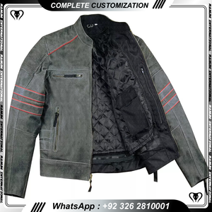 Chaqueta de cuero transpirable de cuero de vaca a prueba de viento con relleno de algodón 100% de alta calidad para hombre - Product Image 5
