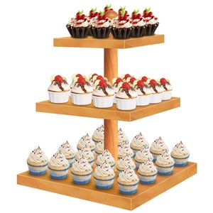 ชั้นวางคัพเค้กไม้ |   คุณภาพดีเยี่ยม งานตกแต่งสวยงาม |   งานฝีมือทำมือ ขายส่งจำนวนมาก ราคาโรงงาน ดีที่สุด - Product Image 1