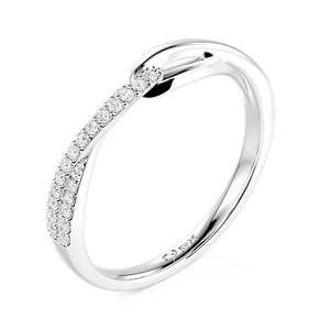 Bague de mariage Jeulia en argent sterling plaqué rhodium, motif nœud torsadé, pavée avec sertissage géométrique - Product Image 2