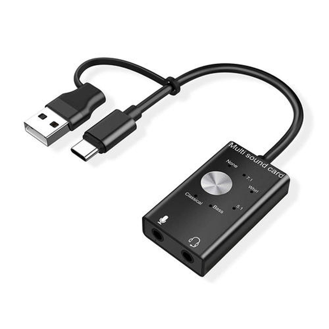 DM-HD50 Compact Multi-sound USB and Type-C Sound Card with Noise Reduction Chip
