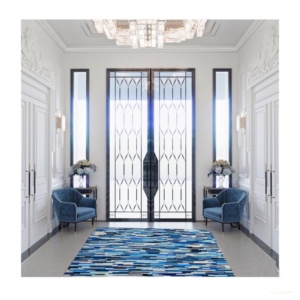 Tapis en cuir de vachette patchwork fait main, véritable fourrure, pour décoration intérieure - Product Image 2