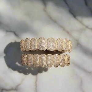 Best Selling Lab Grown Moissanite Rose Gold & Gold Hip Hop Style Teeth Cap Dental Jewelry for <b>Men</b> Women Unisex - Product Image 4