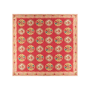 พรมขนสัตว์ทอมือสีชมพูม่วงลายดอกไม้ รุ่น Pae-4954 สำหรับห้องโถง รูปทรงสี่เหลี่ยมผืนผ้า พรมปูข้างเตียง พรมปูพื้นห้องนอน - Product Image 1