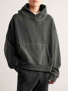 Sudaderas con capucha lavadas con ácido de gran tamaño y ajuste holgado con logotipo personalizado OEM para hombre, de estilo vintage ropa de calle, suministro directo de fábrica, sudaderas con capucha para hombre - Product Image 2