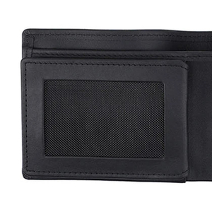 <b>Men's</b> Genuine Leather Slim <b>Wallet</b> With Striped Lining Fold Closure Card Holder Short Length Minimalist Design - Product Image 1