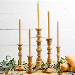 Set of 5 Mango Wood <b>Candle</b> <b>Sticks</b> <b>Holder</b> With Different Base Style Decorative <b>Candle</b> <b>Holder</b> for Home and Gift - Product Image 2