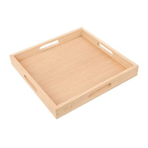 Plateau de service à café turc en bois de chêne massif - Product Image 1