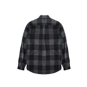 เสื้อเชิ้ตผ้าฝ้ายลายก้างปลา 100% สำหรับผู้ชาย สีขาว [WM1873108] ไซส์ 6XL สไตล์สมาร์ทแคชชวล ป้องกันการเป็นขุย - Product Image 2