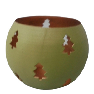 Lot de 2 pots à bougie ronds en métal de taille moyenne plaqués or pour salon et table faits à la main personnalisés - Product Image 6