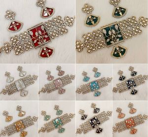 Ensemble de collier en laiton de cuivre Kundan indien traditionnel boucles d'oreilles assorties bijoux de Style Vintage mariages fêtes cadeaux fiançailles - Product Image 4