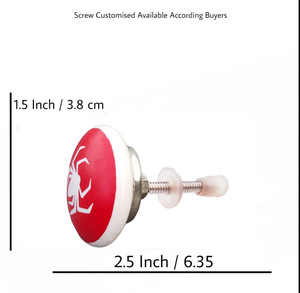Boutons et poignées de tiroir d'armoire en céramique araignée rouge moderne Artisanat de haute qualité pour chambre à coucher, cuisine et armoire Utilisation exportation directe - Product Image 3