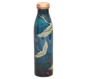 High Efficiency Pure Copper Enamel Printed <b>Metal</b> Water <b>Bottle</b> Leak Proof Indian Exporter Plastic Drinkware - Product Image 6
