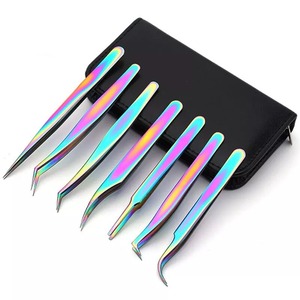 Pince à épiler pour placer l'extension de faux cils Pince à cils en acier inoxydable Volume Pince à épiler à sourcils - Product Image 1