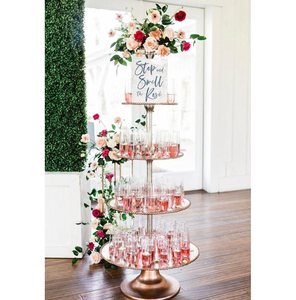 Présentoir et gâteau rond en métal argenté étanche à 5 niveaux de grande taille pour décoration de mariage et de fête d'anniversaire - Product Image 5