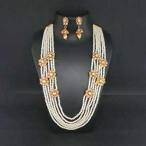Ganpati Arts Fine Jewelry Set AD Stone Pearl Copper Necklace FBC0026C - Product Image 1