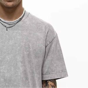 T-shirt vintage de haute qualité 100% coton délavé à l'acide 250 g/m² lourd pour hommes T-shirt décontracté personnalisé de rue surdimensionné - Product Image 4