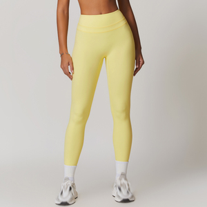 Wholesale Women's Casual Mid Waist Butt Lifting Breathable Quick Dry Spandex/<b>Polyester</b> Workout Yoga <b>Leggings</b> with Pockets - Product Image 3