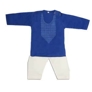 Shalwar Kameez brodé pour nouveau-nés garçons - Bleu foncé - Product Image 1
