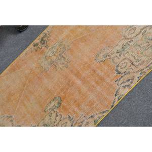 Tapis turc vintage 2.6 x 4.1ft Orange vert Patchwork laine grande surface Latex support Rectangle abstrait pour tapis de chambre de couloir - Product Image 5
