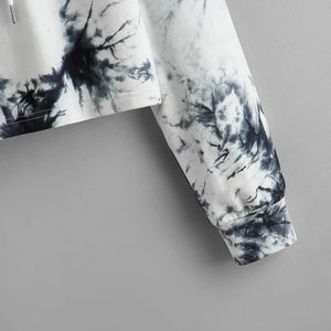 Sweat à capuche en molleton de coton décontracté pour femmes avec col montant French Terry Tie Dye Pull à logo à bas prix pour l'hiver - Product Image 5