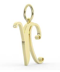 Collier personnalisé en or jaune 14 carats pour femme, bijoux de couple, collier en or avec diamants, lettre personnalisée, collier en laiton, pendentif - Product Image 3