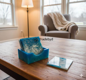 Posavasos de Resina de Lujo Elegantes, Hechos a Mano, 4x4 Pulgadas, Decoración de Mesa Cuadrada, Juego de Posavasos Disponible en Diferentes Colores, Tradebyd - Product Image 3