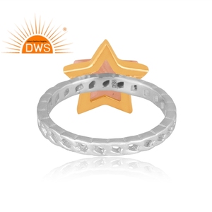 Meilleure vente Bague empilable au design étoile en pierre précieuse amazonite rose naturelle en argent sterling fin fabricant de bijoux personnalisés - Product Image 4