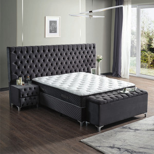 Cama ancha de diseño italiano cama doble con mesita de noche muebles de habitación principal para Hotel Villa cama de almacenamiento - Product Image 2