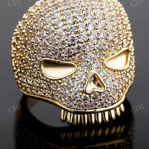 Anillo de Hip Hop de Plata de Ley 925 para hombre, Diamante de moissanita y piedra de calavera helada completa, amarillo, blanco, chapado en oro rosa para ropa de fiesta - Product Image 2