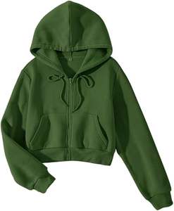 Conjunto de Chaqueta Corta con Cremallera de Felpa Francesa al por Mayor, Conjunto Deportivo de Dos Piezas de Buena Calidad para Mujer - Product Image 3