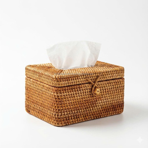 Caja de Pañuelos Ligera de Ratán Natural con Detalles Hechos a Mano, Proveedor de Regalos Sostenibles, Decoración para el Hogar, Vietnam - Product Image 5