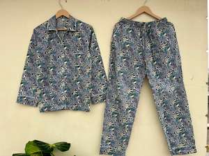 Femmes indiennes élégant décontracté imprimé fleuri 100% coton vêtements de nuit à la main popeline de luxe pour l'été automne matin promenades printemps - Product Image 2