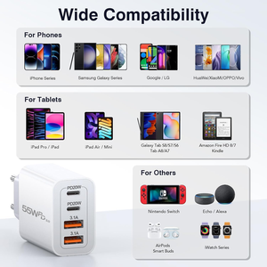 Sạc USB C, Sạc Nhanh 55W <span class=keywords><strong>4</strong></span> Cổng Sạc Đa Năng, Cổng USB, Bộ Chuyển Đổi Nguồn PD 3.0, Bộ Nguồn USBC Cho <span class=keywords><strong>iPhone</strong></span> Samsung - Product Image 6