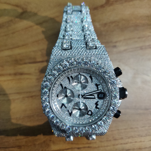 Montre mécanique de luxe en acier inoxydable de marque supérieure glacé cadran clouté automatique mouvement ETA affichage analogique fenêtre en cristal - Product Image 1