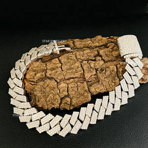 925 Sterling Silver 12 MM Wide VVS Moissanite Icedout Cuban <b>Linked</b> Bracelet Fine Jewelry. - Product Image 1