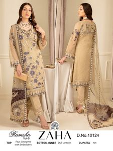 Qualité d'exportation indienne vêtements occasionnels bon prix Georgette Salwar Kameez avec travail brodé lourd fournisseur mondial - Product Image 3