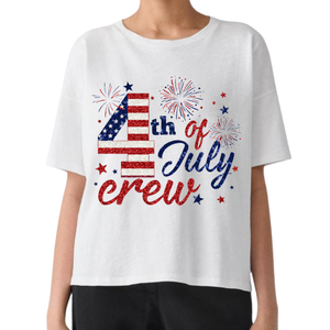 Achetez la robe décontractée tendance en coton Glace personnalisée, aux couleurs du drapeau américain, avec des patchs perlés, pour femmes, tenue patriotique pour la Fête Nationale. - Product Image 2