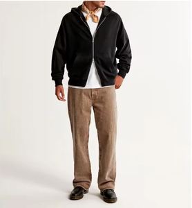 OEM Sweat à capuche zippé à double capuche pour hommes, poids lourd, logo personnalisé, sweats à capuche Boxy oversize à double fermeture éclair en éponge française avec impression bouffante - Product Image 3