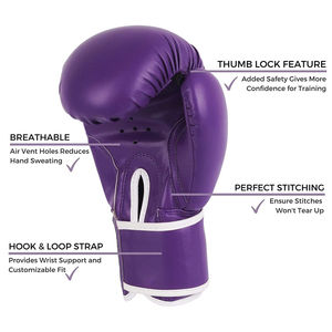Gants de boxe à lacets 10 oz en cuir Muay Thai Kickboxing MMA Gants d'entraînement avec évacuation de l'humidité Confort Caractéristiques personnalisables - Product Image 3