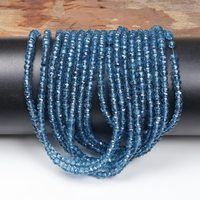 Lot de 5mm de perles rondes naturelles à facettes en topaze bleue de Londres pour la fabrication de bijoux et de bracelets en vrac