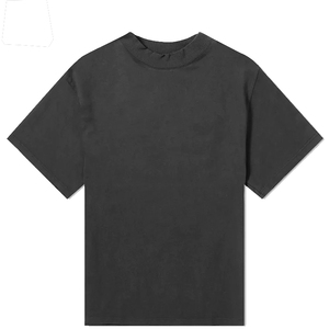 เสื้อยืดสีดำสำหรับผู้ชายเสื้อยืดโอเวอร์ไซซ์แขนสั้นแต่งระบายโลโก้ได้ตามต้องการ - Product Image 3