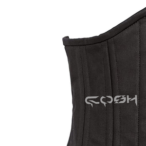 Corset de maintien de la taille en coton noir à double armature en acier |   Corset amincissant pour le bas du dos - Product Image 4