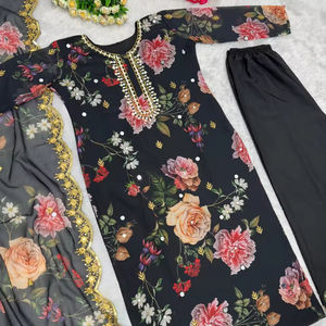 Salwar Kameez Pakistaní de Georgette Pesada para Mujer con Estampado Digital y Bordado de 5mm para Fiestas y Festivales - Product Image 1