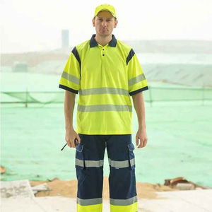 Chemises de travail à manches courtes en tricot uni, respirantes, haute visibilité, pour hommes, uniformes de sécurité routière, vêtements de travail fluorescents personnalisés - Product Image 5