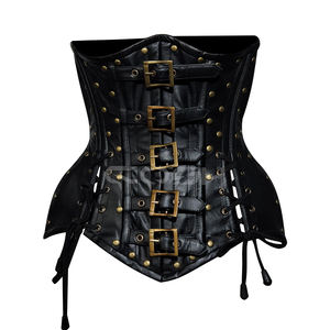 Corset gothique noir en cuir style punk rock avec boucles antiques – Fabricant et fournisseur du Pakistan - Product Image 1