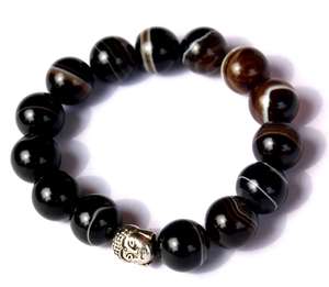 Collier artisanal pour homme en agate du Botswana et rudraksha, style bohème, avec pampille en soie – Bijou en pierres précieuses pour le yoga, idéal comme cadeau d'anniversaire - Product Image 6