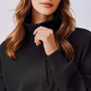 Mujeres media cremallera pulóver sudaderas con capucha y Joggers Mujer Color sólido manga larga Oversize mujer chándal - Product Image 4