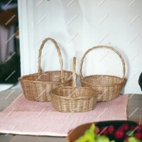 Nouveaux paniers de rangement pour la maison, paniers de Pâques en bambou et en osier avec poignées, paniers cadeaux à fixer au mur, écologiques, vintage